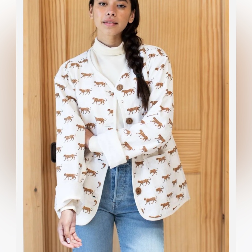 NWOT Emerson Fry Reversible Quilted Jacket - Cheetah Twill